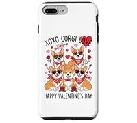 Lindas Gafas de Sol Corgi Valentine Heart Rose Sweet Dog Love Carcasa para iPhone 7 Plus/8 Plus