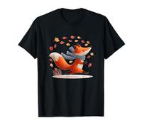 Lindas Hojas Rojas Que Caen con Bonito Disfraz de Zorro Camiseta