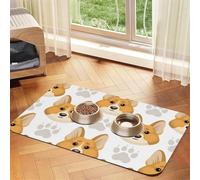 Lindas Huellas de Patas de Perro,Tapete para Comida de Mascotas, manteles Individuales de Cuero sintético para Gatos y Perros,30x45cm