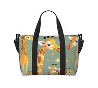 Lindas jirafas de dibujos animados salvajes, versátiles bolsas de viaje para mujer, espaciosas bolsas de lona para viajes, bolsas de gimnasio para hombres, Negro -, Talla única