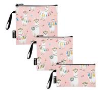 Lindas llamas - Bolsas reutilizables para aperitivos y sándwich, bolsas de almuerzo con cremallera para seguridad alimentaria, lavables para viajes, trabajo, oficina, escuela (paquete de 3)