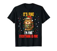 Lindas Luces de Navidad con diseño de Gato It's Fine I'm Fine Everything Is Fine Camiseta