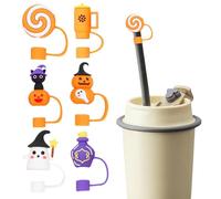 Lindas mantas de paja de paja, cubierta de botella de agua - Topper de paja fantasma de calabaza de silicona reutilizable - Accesorios de taza de agua decoración de halloween,