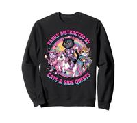 Lindas niñas Nerd Gatos Side Quest Distracted Unicorn Princess Sudadera