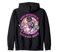 Lindas niñas Nerd Gatos Side Quest Distracted Unicorn Princess Sudadera con Capucha
