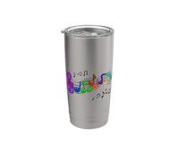 Lindas notas musicales de colores brillantes con caras felices Vaso térmico de acero inoxidable de doble pared