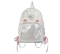Lindas orejas de gato Kawaii bolsa transparente ventana anime pin display mochila japonesa bolsa de coleccionista mochila rodante para mujer, blanco, Talla única