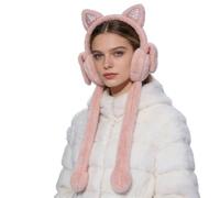 Lindas Orejeras para Mujeres | Cómodas Ligeras de Peluche Envolvente | Con Orejeras de Peluche de Conejo con Orejas Móviles - para Invierno, Otoño, Desplazamientos, Deportes al Aire Libre, Carrera, Ci