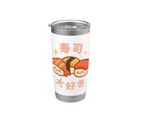 Lindas palabras de personajes japoneses Kawaii "I Love Sushi" Vaso térmico de acero inoxidable de doble pared