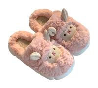 Lindas pantuflas, acogedoras zapatillas de felpa de invierno, antideslizantes, suaves, ligeras zapatillas de algodón para adultos, zapatos de mujer, resistentes al agua, 38, Rosa intenso., 40 EU