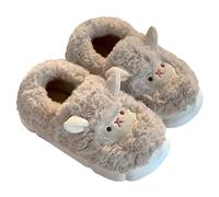 Lindas pantuflas, acogedoras zapatillas de felpa de invierno, antideslizantes, suaves, ligeras zapatillas de algodón para adultos, zapatos de mujer, resistentes al agua, 38, café, 42 EU