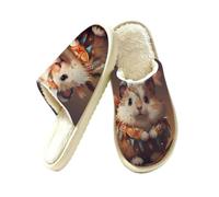 Lindas pantuflas de hámster para mujer, diseño étnico de dibujos animados, espuma viscoelástica, zapatos de, multicolor, 38.5/39.5 EU