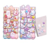 Lindas pegatinas 3D | Lindas pegatinas decorativas de animales | 2 hojas de calcomanías decorativas, para diario, portátil, teléfono móvil, manualidades, niños, niñas, fiestas, recompensas de clase