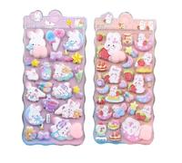 Lindas pegatinas 3D - Pegatinas de animales | 2 hojas de pegatinas de papel de carta para álbumes de recortes, funda de teléfono móvil, portátil, manualidades, niños, niñas, regalos de fiesta (papel