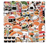 Lindas Pegatinas De Arroz con Rollo De Sushi, 50 Piezas Kawaii De Vinilo De Comida Japonesa, Pegatinas Impermeables para Botellas De Agua, Libro De Hidromatraz, Teléfono Portátil, Monopatín, Guita,