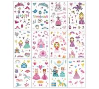 Lindas Pegatinas De Tatuajes Temporales De Princesas, Pegatinas De Maquillaje Para Niños, Vestido De Actuación, Carruaje 7.5 * 12cm