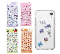 Lindas pegatinas para adolescentes - paquete de calcomanías 3D con brillo brillante | 4 piezas de pegatinas estéticas coloridas para manualidades escolares, cuaderno, ordenador portátil, bo