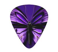 Lindas púas de celuloide con estampado de mariposa morada para guitarra acústica y bajo, púas de guitarra con caja organizadora