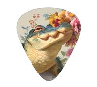 Lindas púas de cocodrilo para guitarra, paquete de 12 con caja de almacenamiento, 3 grosores de 0,46/0,71/0,96 mm, púas ABS para guitarra, ukelele y bajo