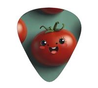 Lindas púas de guitarra con estampado de tomate, juego de 12 piezas con 3 grosores diferentes, adecuadas para guitarras eléctricas y acústicas