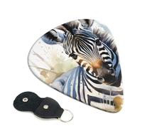 Lindas púas de guitarra de acuarela de cebra, 6 piezas, púa de celuloide de 0.71 mm de grosor con soporte de púas de cuero, púa de guitarra personalizada para bajo, guitarras eléctricas y acústicas