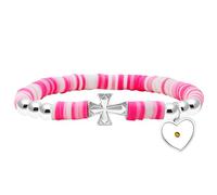 Lindas Pulseras de Cuentas de Arcilla polimérica Heishi de Vinilo Degradado, Cruz Lateral de con Dije de semilla de Mostaza en Forma de corazón