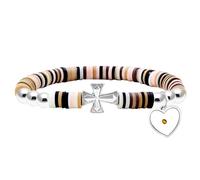 Lindas Pulseras de Cuentas de Arcilla polimérica Heishi de Vinilo Degradado, Cruz Lateral de con Dije de semilla de Mostaza en Forma de corazón