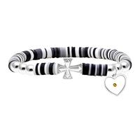 Lindas Pulseras de Cuentas de Arcilla polimérica Heishi de Vinilo Degradado, Cruz Lateral de con Dije de semilla de Mostaza en Forma de corazón