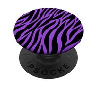 Lindas rayas de cebra estampado negro púrpura de animal PopSockets PopGrip Adhesivo
