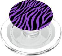 Lindas rayas de cebra estampado negro púrpura de animal PopSockets PopGrip para MagSafe