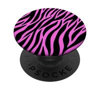 Lindas rayas de cebra estampado rosa estampado negros PopSockets PopGrip Adhesivo