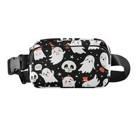 Lindas riñoneras negras de Halloween Ghosts para mujer, bolsa de cinturón impermeable brillante, Cute Halloween Ghosts Black, 8 x 5.3 x 2.3 inch, divertido lindo, Cute Halloween Ghosts Black, 8 x 5.3