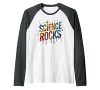 Lindas Rocas de Ciencia Campamento de biología Enseñar Stem Nerd Steminist Camiseta Manga Raglan