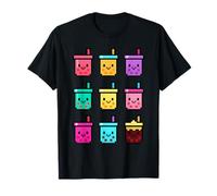 Lindas tazas de té de burbujas de píxeles Kawaii Digital Drink Art Camiseta