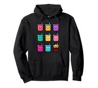 Lindas tazas de té de burbujas de píxeles Kawaii Digital Drink Art Sudadera con Capucha