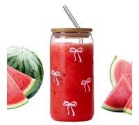 Lindas Tazas De Vidrio Patrón Bote Acero Inoxidable Botella Paja | Con tapa lindo café helado tazas para mujeres dama madre fiesta de cumpleaños de fiesta de cocina bebidas té vino cóctel
