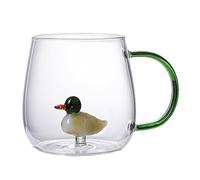Lindas tazas de vidrio, taza de vidrio de animales , taza de café transparente de vidrio borosilicato de 380 ml, vasos resistentes al calor para café, taza de dibujos animados para