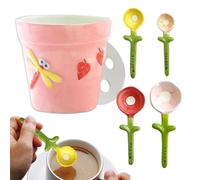 Lindas Tazas medidoras, Juego de artilugios Florales de cerámica Decorativos novedosos | Cucharas y Taza medidoras de Flores | para café Cocinar Cocina Hogar Casa Mesa Interior Mujeres Hombres