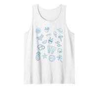 Lindas Vacaciones en la Playa, Divertido diseño de garabatos de Verano boceto Femenino Camiseta sin Mangas