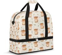 Lindas vacas de dibujos animados bolsa de viaje para mujeres y hombres, bolsa de fin de semana, bolsa plegable para la noche, bolsa de mano de 47 L para deportes, gimnasio, yoga, color, 47 L,