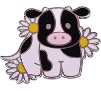 Lindas vacas y flores Esmalte Pin Pines de Solapa Broche Negro Blanco Lindo Granja Animal Vaca Divertido Metal Esmalte Pin para Ropa Bolsos Chaquetas Camisas Mochilas, Metal