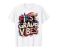 Lindas Vibraciones de Primer Grado Primer día 250 años Maestros Mejores Amigos Camiseta gráfica económica, Hombre, Blanco, L