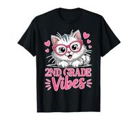 Lindas vibraciones de segundo grado gato gatito amor regreso a la escuela niñas Camiseta