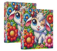 Lindas y divertidas carpetas de animales de oveja de 1 1/2 pulgadas, 3 anillos para 200 hojas, bonita carpeta de recetas de anillos redondos, 12.4 x 10.6 x 2.36 pulgadas, 1 paquete