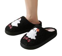 Lindas zapatillas de Halloween, zapatillas de fantasmas - Pantuflas de interior peludas para dormitorio,Zapatos de casa antideslizantes, zapatilla de casa para mujer, zapatos sin cordones ligeros y di
