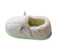 Lindas zapatillas de un solo color con suela gruesa antideslizante Casual cálido espalda cerrada zapatilla silenciosa zapatillas planas casuales forradas de forro polar cerrado pantuflas para días