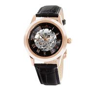 Lindberg & Sons CHP197 - Reloj análogico para Hombre de Pulsera (Esqueleto automático), Correa de Cuero Negra