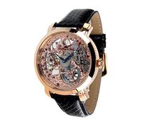 Lindberg & Sons SK14H065 - Reloj analogico de Pulsera Resistente al Agua 5 ATM para Hombre, Cuerda Manual y con Correa de Cuero Negro, diseño Esqueleto