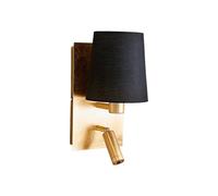 Aplique de pared Lindby Aiden, negro, dorado, brazo de lectura LED