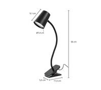Lindby Ailina Lámpara de mesa LED, base de pinza, negra